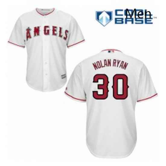 Mens Majestic Los Angeles Angels of Anaheim 30 Nolan Ryan Replica White Home Cool Base MLB Jersey